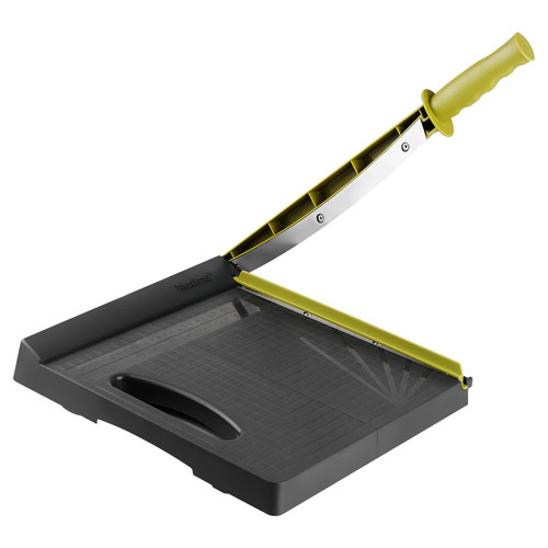 12" Cut Length Guillotine Paper Trimmer, 16 Sheets Capacity Paper Cutter for Paper Photo Card Stock,Handhold Folding Gridded Photo Cutter