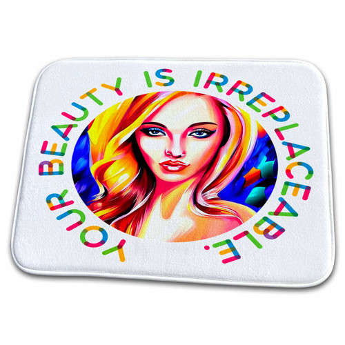3dRose Blonde Woman - Your Beauty is irreplaceable Cool... - Bathroom Bath Rug Mats (rug-375638-1)