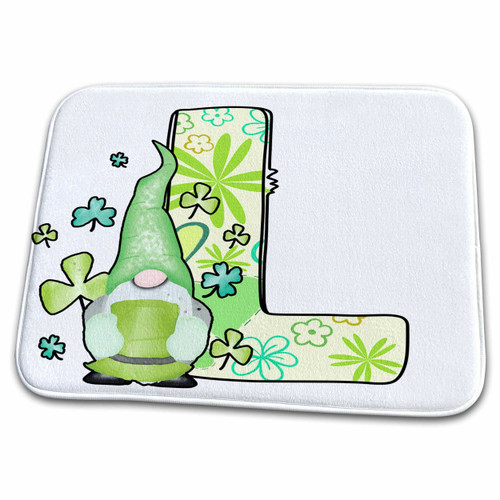 3dRose Cute St Patricks Day Gnome Monogram Initial L - Bathroom Bath Rug Mats (rug-375866-1)
