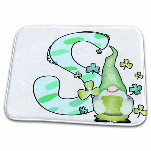 3dRose Cute St Patricks Day Gnome Monogram Initial S - Bathroom Bath Rug Mats (rug-375871-1)