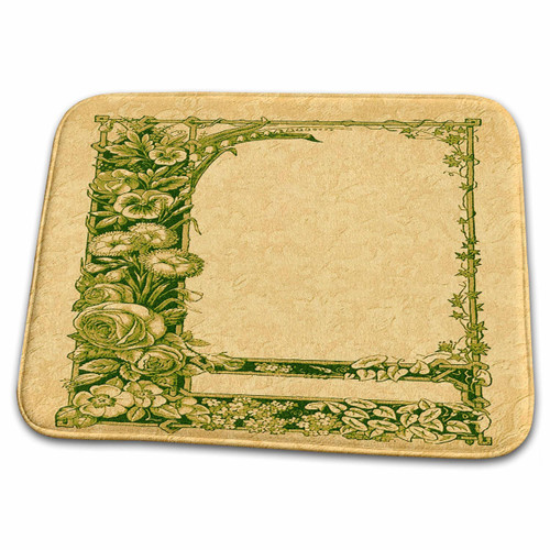 3dRose Green Floral Trellis Design on a Mustard Damask... - Bathroom Bath Rug Mats (rug-54091-1)