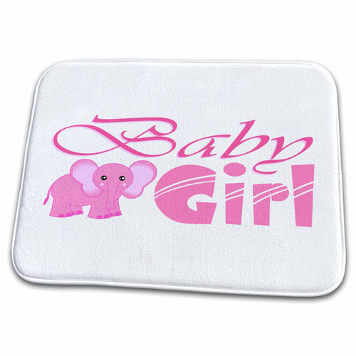 3dRose Janna Salak Designs Baby - Baby Girl - Pink Elephant - Bathroom Bath Rug Mats (rug-57091-1)