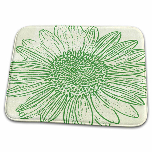 3dRose Pretty Green Sunflower Inspired by Nature - Bathroom Bath Rug Mats (rug-63645-1)