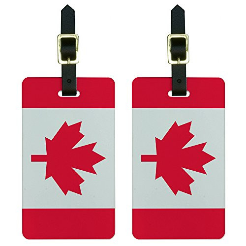 Graphics & More Canada Flag Luggage Tags Suitcase Carry-on Id, White