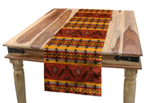 Ambesonne Tribal Table Runner, Indigenous Tribal Style Eagles Traditional Elements, Dining Room Kitchen Rectangular Runner, 16" X 90", Cinnamon Marigold Ambesonne Tribal Table Runner, Indigenous Tribal Style Eagles Traditional Elements, Dining Room Kitchen Rectangular Runner, 16" X 90", Cinnamon Marigold