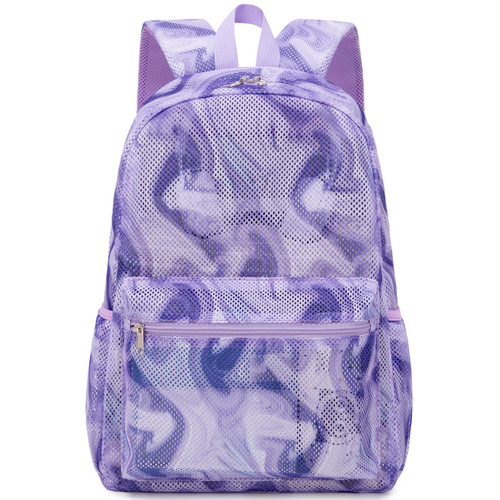 Dafelile Mesh Backpack for Girls Semi-Transparent See Through School Backpack for Teen Girls Lightweight Large Capacity