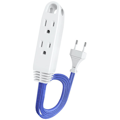 European Travel Plug Adapter,1.5FT Extension Cord with 3 Outlets,US to European International Plug Adapter for Most of Euro Italy Spain France Germany Travel European Travel Plug Adapter,1.5FT Extension Cord with 3 Outlets,US to European International Plug Adapter for Most of Euro Italy Spain France Germany Travel