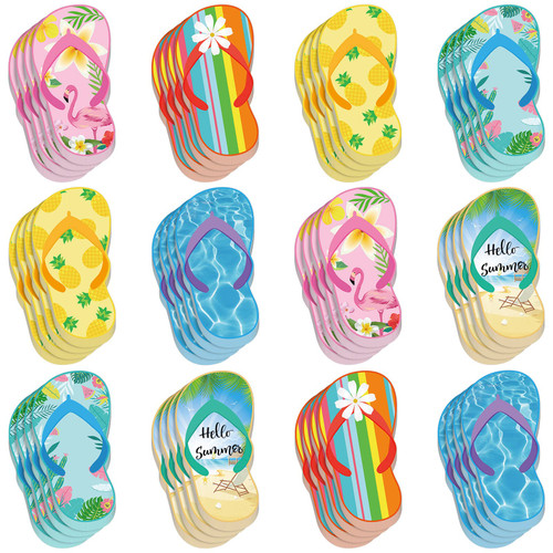 Flip Flop Sticky Notes Luau Party Favors Hawaiian Fun Note Pads Summer Themed Flip Flop Note Pads Beach Notepad Self Stick Colorful Flip Flop Notepads Adhesive Memo Pads for Kids (Slipper, 48 Packs)