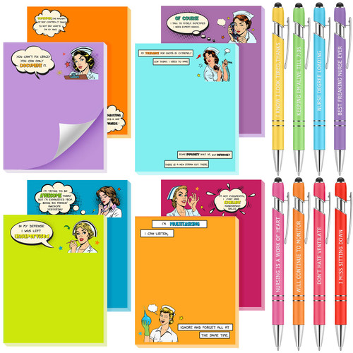 Sabary 32 Pieces Funny Nurse Notepads with Pens Mini 16 Nurse Sticky Notes and 16 Ballpoint Pens Bulk Nursing Medical Themed Notebook Sarcastic Memo Pad Women Doctors Coworker Office Appreciation Gift Sabary 32 Pieces Funny Nurse Notepads with Pens Mini 16 Nurse Sticky Notes and 16 Ballpoint Pens Bulk Nursing Medical Themed Notebook Sarcastic Memo Pad Women Doctors Coworker Office Appreciation Gift