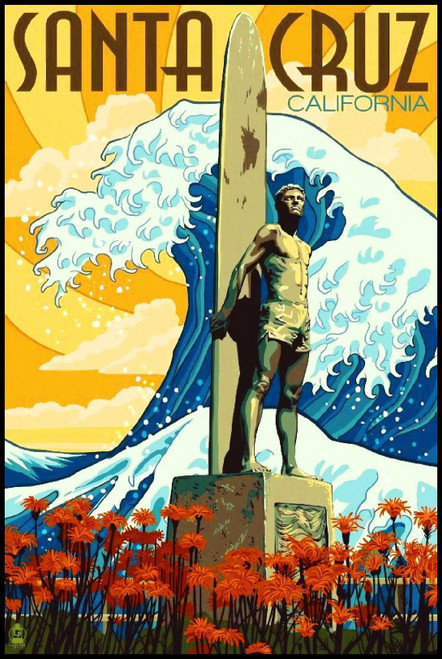 Santa Cruz California Surf Fridge Magnet 2.5 x 3.5 Large Travel Poster Magnetic Canvas Print
