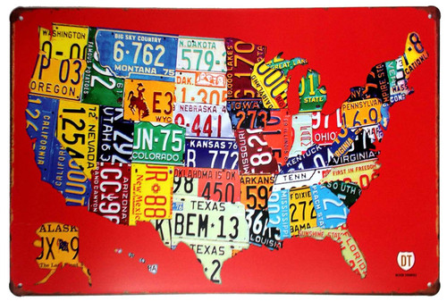 Saraheve RED Us MAP Route 66 Retro Decor Metal Wall Plaque Vintage Tin Sign 12" X 8" Saraheve RED Us MAP Route 66 Retro Decor Metal Wall Plaque Vintage Tin Sign 12" X 8"