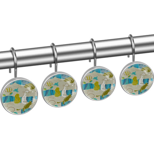 Shower Curtain Hooks, Rust Proof Shower Curtain Rings for Bathroom, Decorative Shower Curtain Hooks Hangers for Shower Curtain Rod, Cats Animals Funny Lovely Abstract Shower Curtain Hooks, Rust Proof Shower Curtain Rings for Bathroom, Decorative Shower Curtain Hooks Hangers for Shower Curtain Rod, Cats Animals Funny Lovely Abstract