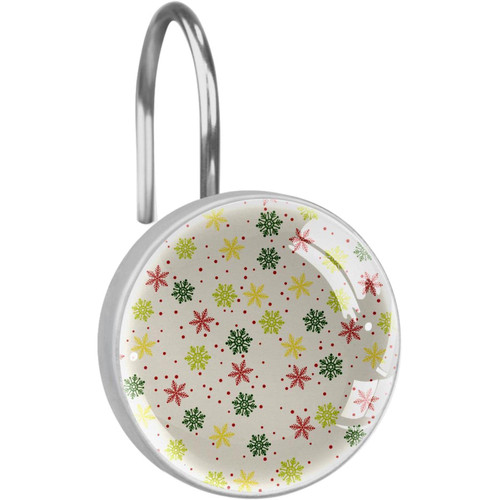 Shower Curtain Hooks, Rust Proof Shower Curtain Rings for Bathroom, Decorative Shower Curtain Hooks Hangers for Shower Curtain Rod, Red Yellow Green Snowflake Christmas Vintage Shower Curtain Hooks, Rust Proof Shower Curtain Rings for Bathroom, Decorative Shower Curtain Hooks Hangers for Shower Curtain Rod, Red Yellow Green Snowflake Christmas Vintage