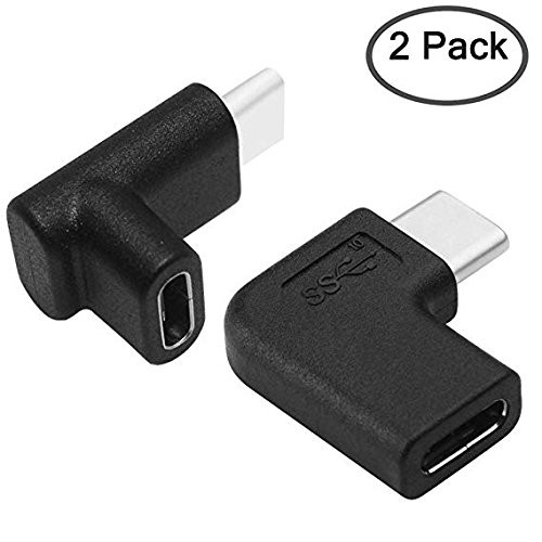 USB C Type C Male to Female Adapter, Haokiang 2 Pack 90 Degree Right & Left and Upward & Downward Angled USB-C USB 3.1 Type-C Male to Female Extension Adapter for Laptop & Tablet & Mobile Phone
