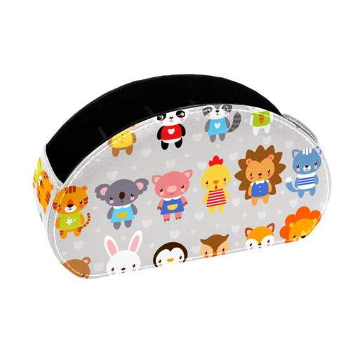 Lyetny Desktop Pen & Pencil Storage Cups Cute Animals On A Gray Background Pen Organizer Makeup Brush Holders Pencil Cup for Office College Home