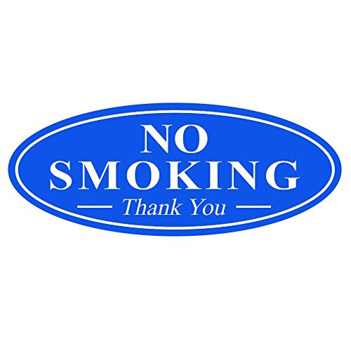 Oval NO SMOKING Thank You Sign - Blue Small