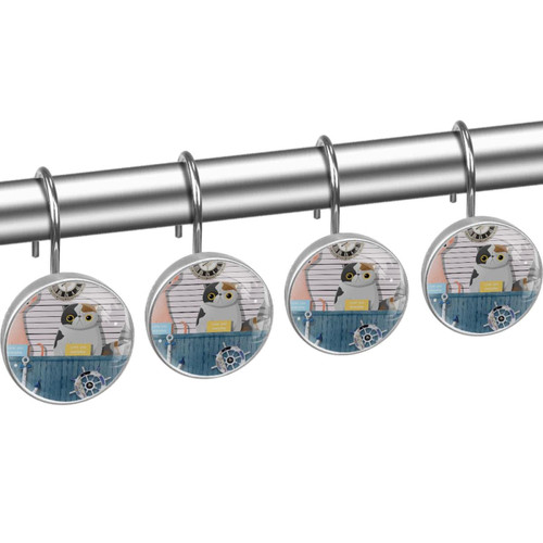 Shower Curtain Hooks, Rust Proof Shower Curtain Rings for Bathroom, Decorative Shower Curtain Hooks Hangers for Shower Curtain Rod, Cartoon Animal Cat Nautical Anchor Shower Curtain Hooks, Rust Proof Shower Curtain Rings for Bathroom, Decorative Shower Curtain Hooks Hangers for Shower Curtain Rod, Cartoon Animal Cat Nautical Anchor