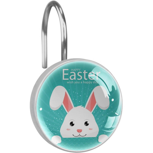 Shower Curtain Hooks, Rust Proof Shower Curtain Rings for Bathroom, Decorative Shower Curtain Hooks Hangers for Shower Curtain Rod, Easter Rabbit