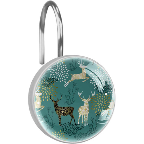 Shower Curtain Hooks, Rust Proof Shower Curtain Rings for Bathroom, Decorative Shower Curtain Hooks Hangers for Shower Curtain Rod, Elk Flower Forest Modern Shower Curtain Hooks, Rust Proof Shower Curtain Rings for Bathroom, Decorative Shower Curtain Hooks Hangers for Shower Curtain Rod, Elk Flower Forest Modern