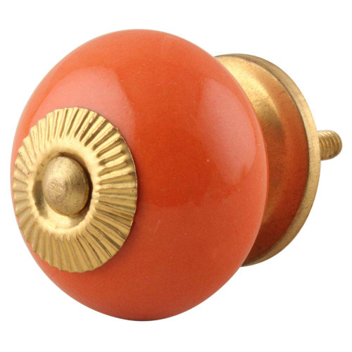 Indian Shelf 2 Pieces Kitchen Pulls and Knobs | Round Solid Furniture Pulls for Dresser | Orange Unique Knobs | Ceramic Kitchen Cabinet Hardware Knobs | Drawer Knobs Vintage | Dresser Hardware Knobs