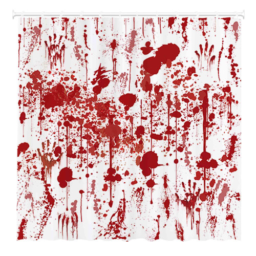 Funnytree 72" x 72" Halloween Shower Curtain Horror Home Bathroom Bathtub Curtain Red Decoration Set with 12 Hooks Funnytree 72" x 72" Halloween Shower Curtain Horror Home Bathroom Bathtub Curtain Red Decoration Set with 12 Hooks