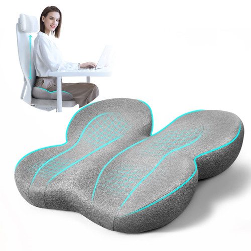 Seat Cushion for Office Chair, Non-Slip Chair Seat Cushions for Tailbone Pain, Lower Back Sciatica Pain Relief, Memory Foam Coccyx Cushion Butt Pillow for Office Chair, Car, Wheelchair (Grey) Seat Cushion for Office Chair, Non-Slip Chair Seat Cushions for Tailbone Pain, Lower Back Sciatica Pain Relief, Memory Foam Coccyx Cushion Butt Pillow for Office Chair, Car, Wheelchair (Grey)
