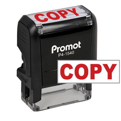 Promot Copy Self Inking Rubber Stamp - Refillable Stampers for Office - Business, Accounting, Bookkeeping, Coding, Legal, Notary, Work, Ordering, Inventory Stamps - Red Ink