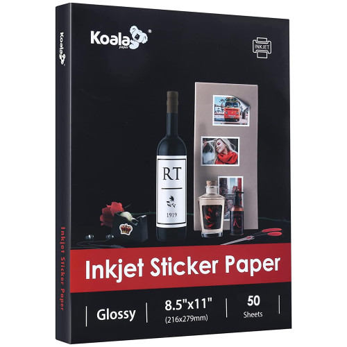 (50 Sheets) Koala Glossy Sticker Paper for Inkjet Printer, Printable Sticker Paper White, 8.5x11 Inch Self-Adhesive Photo Sticker Printer Paper (50 Sheets) Koala Glossy Sticker Paper for Inkjet Printer, Printable Sticker Paper White, 8.5x11 Inch Self-Adhesive Photo Sticker Printer Paper