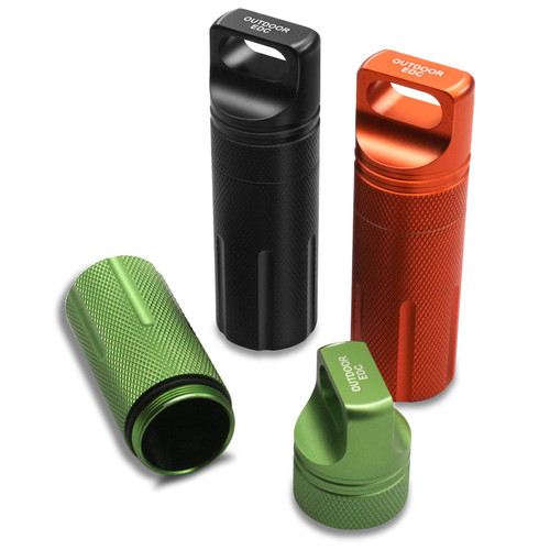 SHD Outdoor EDC Pill Bottle Aluminum Alloy Single Chamber Survival Container Capsule, Portable Waterproof Pill Holder Case for Hiking Camping,Emergency Tools(3PCS)