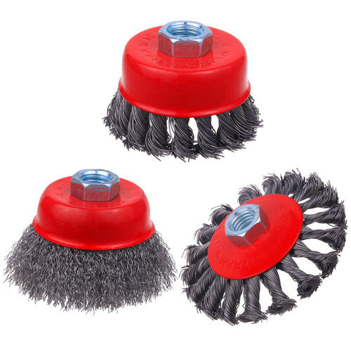 4" Wire Wheel Cup Brush, WENHUALI Coarse Twisted Knotted Wire Wheel for Angle Grinder, 5/8 Inch-11 Threaded Arbor, 0.020" Carbon Steel Wire Brush for Grinder, Heavy Cleaning Rust, Abrasive.