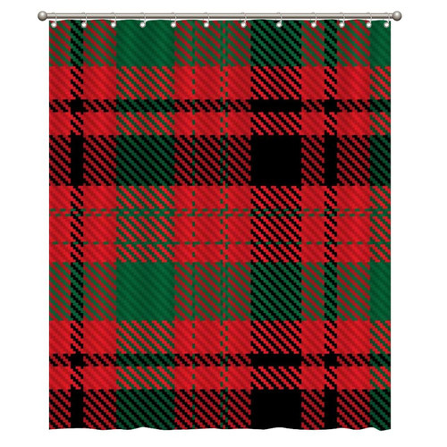 Alioyoit Bathroom Shower Curtain with Hooks Buffalo Plaid Red and Black Colors Polyester Fabric Bath Curtain for Shower Room Bathhouse Shower Curtain for Bathroom Dormitory Hotel Bathtub Decoration