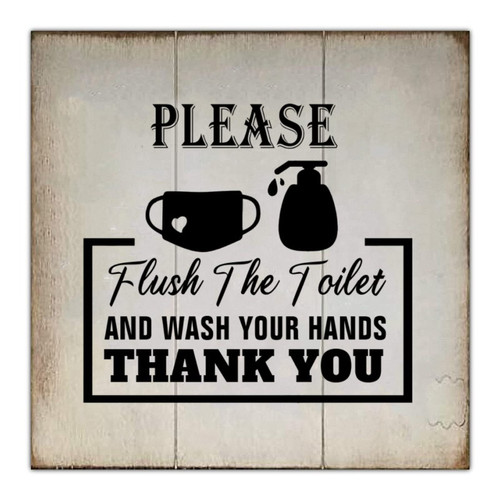 Rustic Wood Sign Bathroom Decor Please Flush The Toilet Decorative Washroom Wooden Sign with Funny Quote Wall Decoration Home Decor for Toilet Washroom Restroom Lavatory Funny Sign for Toilet