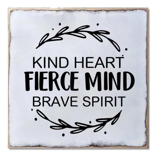 Alioyoit Rustic Wooden Pallet Sign Plaque Kind Heart Fierce Mind Brave Spirit Retro Wooden Pallet Sign Wood Plank Hanging Sign Retro Farmhouse Sign Home Decor for Farmhouse Table Deck