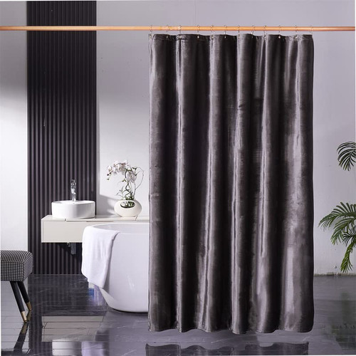 Velvet Dark Grey Shower Curtains for Bathroom,260 GSM Heavy-Duty Fabric Luxury Shower Curtain with Hooks, Thicken, Washable, Waterproof Shower Curtain for Hotels, Bathtubs, 72 x 72 inches Velvet Dark Grey Shower Curtains for Bathroom,260 GSM Heavy-Duty Fabric Luxury Shower Curtain with Hooks, Thicken, Washable, Waterproof Shower Curtain for Hotels, Bathtubs, 72 x 72 inches