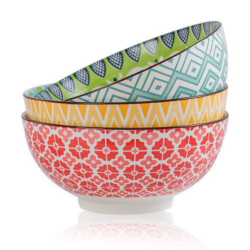 AHX Porcelain Large Serving Bowls - Salad Soup Noodle Ramen Bowls - Big Cereal Pasta Bowl Set - 3 Pack Large Capacity Ceramic Bowl sets -Microwave & Dishwasher Safe - 8inch?57oz/1.8 Quart