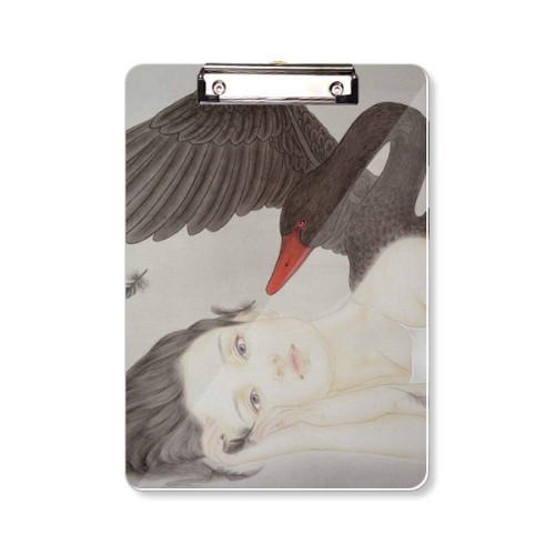 Beauty Black Swan Chinese Style Watercolor Clipboard Folder Writing Pad Backing Plate A4