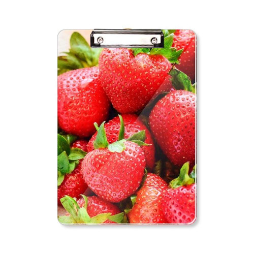Fresh Strawberry Red Fruit Picture Clipboard Folder Writing Pad Backing Plate A4