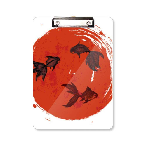 Japan Red Goldfish Circle Portrait Clipboard Folder Writing Pad Backing Plate A4