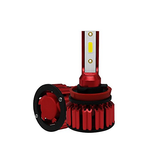 LED Headlight Bulbs,Gemwon H11(H8/H9)50W 6000LM Waterproof IP68 6000K for Driving Lamps Car Exterior All-in-One Conversion Bulb Kit High Low Beam,Cool White Light LED(H11-Red)