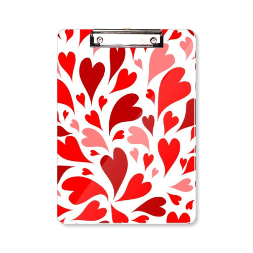 Red Pink Hearts Valentine Love Clipboard Folder Writing Pad Backing Plate A4