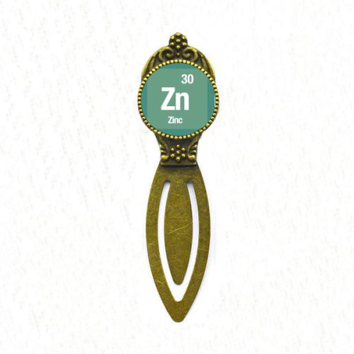 Zn Zinc Chemical Element Science Bookmark Retro Office Label Page Marker