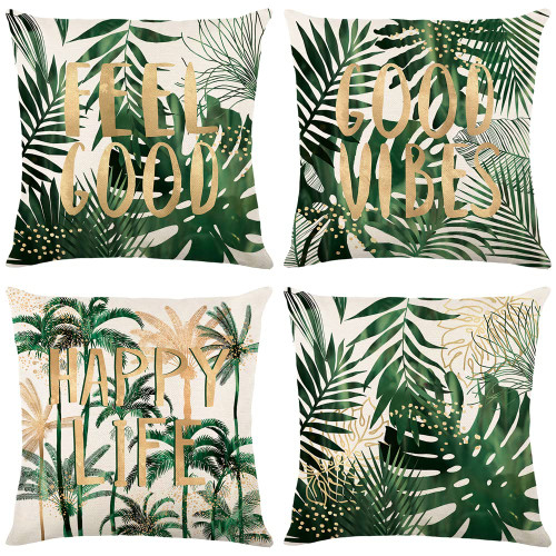 Eeatour Green Tropical Palm Leaves Linen Throw Pillow Covers Set of 4 Tropical Leaves Decoration 18x18 Inches Leaves Throw Pillow Covers for Sofa Couch Home Decoration Eeatour Green Tropical Palm Leaves Linen Throw Pillow Covers Set of 4 Tropical Leaves Decoration 18x18 Inches Leaves Throw Pillow Covers for Sofa Couch Home Decoration