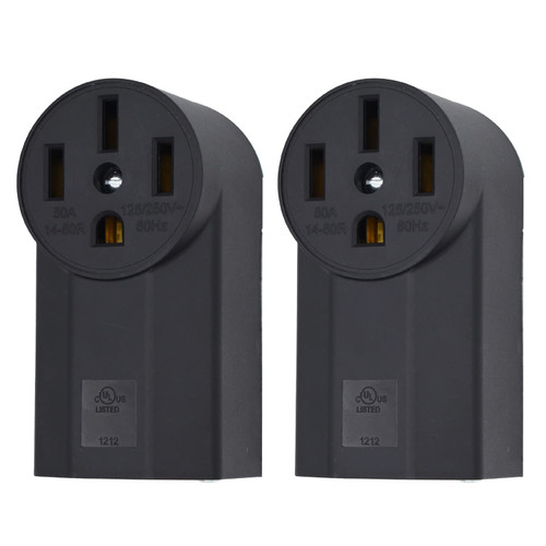 NEMA 14-50R Receptacle 3-Pole 4-Wire Surface Mount Power Receptacle 250V 50A UL Listed, Micmi Black 2 Pack (NEMA 14-50R) NEMA 14-50R Receptacle 3-Pole 4-Wire Surface Mount Power Receptacle 250V 50A UL Listed, Micmi Black 2 Pack (NEMA 14-50R)
