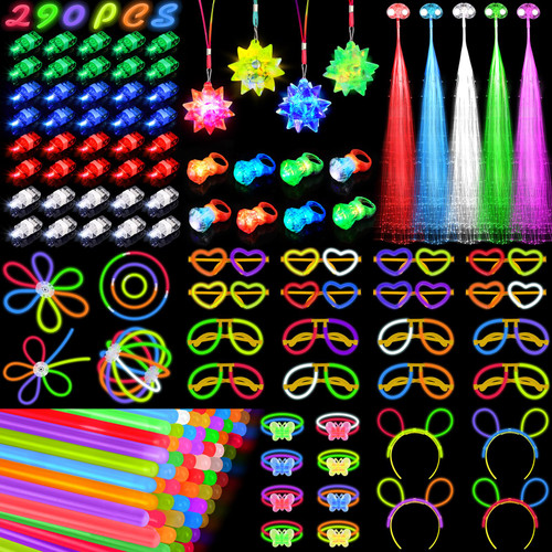 Glow in the Dark Party Supplies for Kids Adults, Light Up Party Favors with 57 LED Light Up Toys, 100 Glow Sticks Bulk DIY Glow Necklaces Glasses Bracelets Headband, Neon Party Supplies & Decorations Glow in the Dark Party Supplies for Kids Adults, Light Up Party Favors with 57 LED Light Up Toys, 100 Glow Sticks Bulk DIY Glow Necklaces Glasses Bracelets Headband, Neon Party Supplies & Decorations