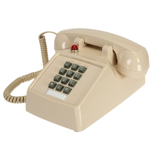 SOUJOY Classic Vintage Cord Phone, Landline Retro Phone with Volume Control, Loud Ringer Desk Phone for Home and Office, Beige