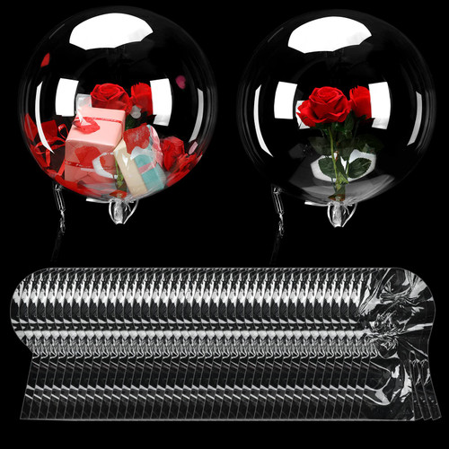 40 Pack Large Clear Balloons for Stuffing Pre Stretched Extra Wide Mouth Bobo Balloons Fillable Helium Transparent Balloon for Baby Shower Birthday Christmas Wedding Party (18 Inch Inflated)