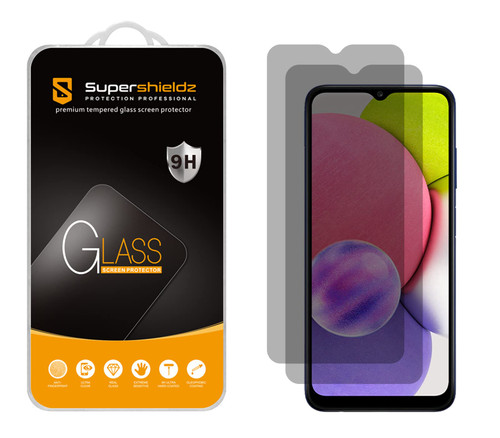 Supershieldz (2 Pack) (Privacy) Anti Spy Screen Protector Designed for Samsung Galaxy A03s, Tempered Glass, Anti Scratch, Bubble Free