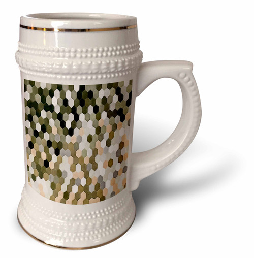 3dRose Honeycomb Pattern In Shades Of Grey and Pink Hexagon Painting - 22oz Stein Mug (stn_353316_1)
