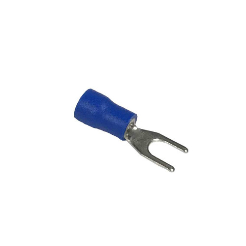 Fork Terminals, PVC Insulated, 14-16 AWG Gauge Wire, 6 Stud Size, Blue, 10 Pcs