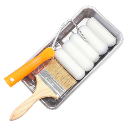 Foam Paint Roller, 4 inch Paint Roller with Tray, High-Density Mini Rollers for Painting, Small Paint Roller(Pack of 11), Paint Roller Frame, Wall Painting Tools (Foam Paint Roller)